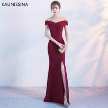 KAUNISSINA Off Shoulder Burgundy Evening Dress Mermaid Gown Women Wedding Party Dresses Prom Long Bridal Dress Robe De Soiree 2024 - buy cheap