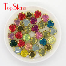 TopStone 100pcs 8mm 6mm Mix Opal Colors Sew On Resin D Claw Rhinestones Gold Base Sew on Stone diy clothing bags accessories 2024 - buy cheap