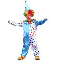 Trajes de halloween criança engraçado circo palhaço traje conjunto com chapéu maroto harlequin uniforme fantasia cosplay roupas para menino menina 2024 - compre barato