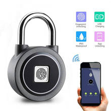 AP for Android/iOS, USB charging door lock Smart Bluetooth keyless fingerprint padlock for home, suitcase, backpack, office 2024 - buy cheap