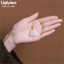 Uglyless-colgantes triangulares simples para mujer, collares de ágata turquesa de Jade Natural + cadenas, joyería fina minimalista, P1091 2024 - compra barato