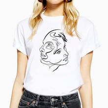 Camisetas con estampado de arte abstracto para hombre y mujer, camiseta sencilla de moda, camiseta coreana con dibujo de líneas, camiseta Hip Hop con cara de dibujos animados 2024 - compra barato