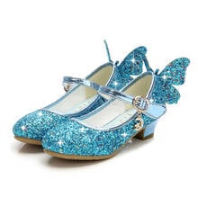 Summer Girls High Heel Princess Sandals Children Shoes Glitter Leather Butterfly Girls Kids Shoes For Party Dress Weddin Party 2024 - buy cheap