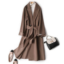 Casaco longo de lã feminino, primavera outono, jaqueta preta, marrom, de tamanho grande, coreano, elegante, sobretudo, 1112 kj6082 2024 - compre barato