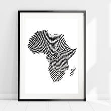 Carteles e impresiones de huellas dactilares de mapa de África, arte de pared de viaje africano, pintura en lienzo, imagen blanca y negra para decoración del hogar de la sala de estar 2024 - compra barato