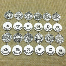12pingentes de constelações de prata tibetana, liga de metal, pingente de estrela do zodíaco vintage, 12 pingentes de joias diy 2024 - compre barato