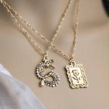 2Pcs/Set New Gold Chain Dragon Flower Pendant Necklaces for Women Bohemian Geometric Necklace Holiday Party Jewelry Gift 2024 - buy cheap