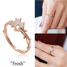 Fashion Crystal Four-leaf clover Shaped Wedding Rings Women's Zircon Engagement Rings Glamour Jewelry Woman's gift 2024 - buy cheap