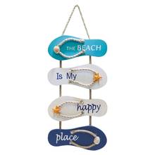 Nautical Beach Flip Flop Wall Ornament Wooden Slippers Hanging Decor Wall Sign  2024 - buy cheap