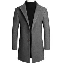 Casacos de misturas de lã para homens, jaqueta luxuosa masculina de lã em cor sólida para outono e inverno, roupas de marca luxuosa para homens 2024 - compre barato