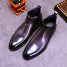 Botas Chelsea de cuero genuino para hombre, zapatos de estilo británico de negocios, botas formales de cuero, Botines altos 2024 - compra barato
