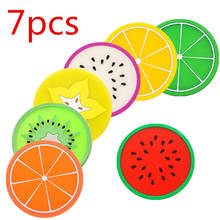 7 PCS Fruit Shape Silicone Cup Pad Slip Insulation Pad Cup Mat Holder Orange/Watermelon/Carambola/Dragon Fruit Wholesale store 2024 - купить недорого