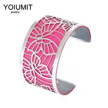 Cremo Wide Hollow Bracelets Argent Cuff Bangles For Women Yoiumit Stainless Steel Bracelets Interchangeable Leather Bangles 2024 - buy cheap