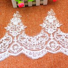 Sequined Embroidery Lace For Wedding Dress White Applique Diy Bridal Trims Sewing Apparel Lace White 26CM 2024 - buy cheap