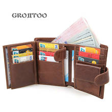 GROJITOO Head leather wallet for men multi Card purse Genuine Leather Men's wallet RFID anti high quality Wallet 2024 - buy cheap