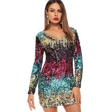 New Sexy Deep V-neck Sequin Dress 2020 Spring Urban Women's Party Nightclub Dress 2024 - buy cheap