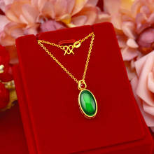 Women Necklace Fashion Emerald Stone Genuine 18K Gold Plated Clavicle Chain Pendant Agate Gemstone Choker Jewelry Birthday Gifts 2024 - buy cheap