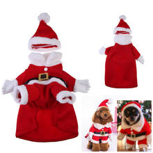 Рождественский костюм для собак с Санта-Клаусом, зимняя одежда для маленьких собак, пальто с капюшоном, куртки, одежда для щенков, кошек, Рождественский Костюм 2024 - купить недорого