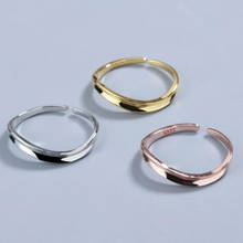 Anillo Irregular Plata de Ley 925 auténtica para mujer, joya de oro rosa, joyería fina, accesorios minimalistas ajustables 2024 - compra barato