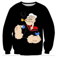 Мужская куртка с рисунком из аниме «Popeye», свитшоты, пуловеры, толстовки с 3D принтом, с круглым вырезом, уличная одежда с капюшоном, Harajuku топы, Sudaderas 2024 - купить недорого