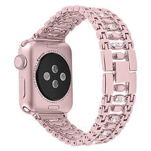 Новый женский бриллиантовый ремешок для часов Apple Watch 5 4 38 мм 42 мм 40 мм 44 мм iWatch серия 5 4 3 ремешок из нержавеющей стали спортивный браслет 2024 - купить недорого