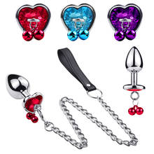 Metal Bell Anal Plug Heart Shape Crystral Butt Plug With Traction Chain Tame Games Anus Expander Toys Private Good For Couples 2024 - buy cheap