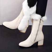 New Winter Women Boots Casual Warm Fur Mid-Calf Boots shoes Women Slip-On Round Toe wedges Snow Boots shoes Muje Plus size 45 2024 - buy cheap