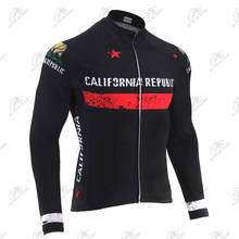 Autumn Winter Retro California Cycling Jersey Men Long Sleeve Fleece Thermal Bicycle Clothes Black Road Mountain Bike Clothing 2024 - buy cheap