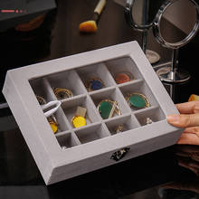 Caixa de vidro de veludo para bijuterias, estilo coreano, prato, caixa de joias, brincos portátil, anel, multi-função, caixa de armazenamento de joias 2024 - compre barato