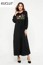 Модное платье Eid Mubarak Дубай, мусульманское женское платье с вышивкой, мусульманское платье, женское турецкое мусульманское платье 2024 - купить недорого