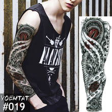 Pegatina de tatuaje temporal, tatuaje mecánico completo de flores con brazo, arte corporal, pegatina de tatuaje falso grande, 1 pieza, nuevo 2024 - compra barato