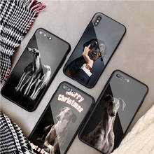 Capa de celular de vidro temperado para cachorro da greyhound, capa para iphone 12 11 pro max 5 6 7 8 plus x xs xr xsmax 2024 - compre barato