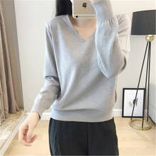 Korean Fashion Spring Fall New Sweater Women Inside Loose Pullover Long Sleeve V-neck Knit Bottoming Shirt Pullovers PZ3384 2024 - buy cheap