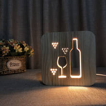 USB 3D LED Wood Night Light  Cross  Animal Tea Style Luminaria Fashion Lamp For Living Room Coffee Shop Dining Room Home Decor 2024 - buy cheap