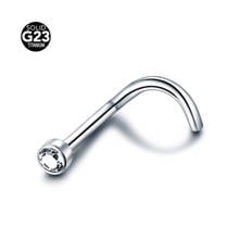 Pendiente de circonia cúbica para Piercing en la nariz, G23 1,0/7/2.5mm, Color oro rosa anodizado, joyería para la nariz, 1 unidad 2024 - compra barato