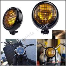 12v 60w 5.75 "preto redondo moto farol malha grill máscara farol para harley sportster xl883 1200 cafe racer chopper bobber 2024 - compre barato