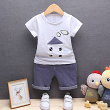Baby Tracksuit Cartoon Small House O-neck Short Sleeve T-shirts +  Striped Shorts Two Piece Infant Boy Clothes Kids Bebes Outfit 2024 - buy cheap