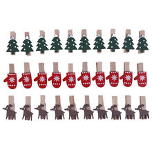 10Pcs Red Green Christmas Tree Elk Goves Wood Clips Mini Wooden Clothes Photo Paper Peg Pin Clothespin Craft Clips 2024 - buy cheap