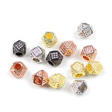 Yhbzret zircão branco geométrico espaçador de cobre contas 2 pçs 7mm cz cristal encantos de metal contas soltas para fazer jóias pulseira diy 2024 - compre barato