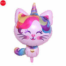Balão de alumínio de hélio para decoração infantil, balão para festa de aniversário, chifre único, gato, 1 peça 2024 - compre barato