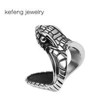 Мужское кольцо в виде змеи, винтажное ювелирное изделие из тяжелых металлов в стиле панк-рок, размер 8-13 2024 - купить недорого