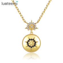 LUOTEEMI Vintage Wholesale Round Pendant Necklace High Quality CZ Crystal Gold-Color Necklaces for Women Kolye Style 2024 - buy cheap