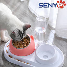 Cuenco para perros y gatos, cuenco y alimentador de comida de acero inoxidable, cuenco doble, protección Cervical, boca oblicua, producto para mascotas 2024 - compra barato