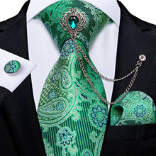 Для Мужчин's Галстуки зеленые с Пейсли 8 см Ширина шеи галстук носовой платок запонки набор Бизнес Свадебная вечеринка Gravata Галстуки Подарок для Для мужчин DiBanGu 2024 - купить недорого