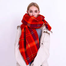 Winter Soft Cashmere Scarf Women Red Plaid Scarves Female Shawls Wraps Thicken Warm Unisex Basic Blanket Tassel Pashmina Stoles 2024 - buy cheap