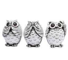 Cute 3 Pieces Mini Figurines owl Resin Crafts for Home Car Hotel Restaurant Decor Crafts 2024 - buy cheap