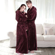 Women Winter Plus Size Long Warm Flannel Kimono Hooded Bathrobe Bridesmaid Coral Fleece Bath Robe Dressing Gown Men Sleepwear 2024 - buy cheap