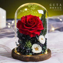 Christmas Gift Present Romantic Preserved Flower Eternal Rose In Glass Dome For Valentines Day Ornament Home Decor New Year Gift 2024 - buy cheap