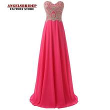 Angelsbridep Long Chiffon Evening Dresses 2021 Charming Gold Appliques Vestidos De Fiesta De Noche Formal A-line Abiti Da Sera 2024 - buy cheap