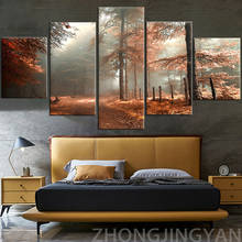 Плакаты с изображением осеннего леса, пейзажа, домашнего декора, 5 шт., настенные картины на холсте для гостиной, HD-принты, современные картины 2024 - купить недорого